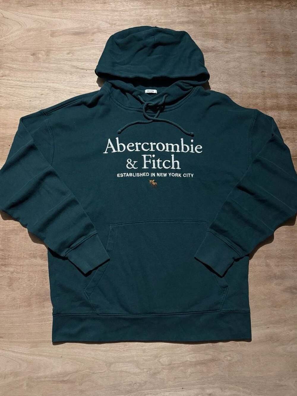 Abercrombie & Fitch SoftAF Fleece Hoodie Green Relaxed Logo Pullover M